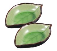 Cabilock Leaf Shaped Spoon Rest Set of 2 Ceramic Kitchen Spoon Holder for Countertop and Stovetop Compact Utensil Rest for Spoons Ladles and Spatulas Green