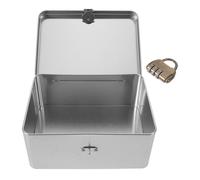 Cabilock Lockable Metal Tin Box 5.51x3.74x2.83 Inches Rectangular Tinplate Storage Container with Lid Vintage Retro Small Metal Keepsake Lock Box for Crafts Storage and Present