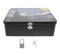 Cabilock Lockable Tinplate Storage Box Large 9.65 Inch Metal Container for Jewelry Money Keepsakes Decorative Storage Tin for Home and Office