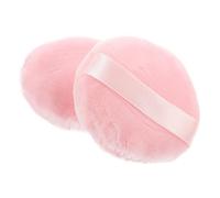 Cabilock Makeup Sponge Powder Puff 2pcs, 75mm Diameter Soft Velour Cotton Ribbon Makeup Applicator for Face Powder and Setting, Reusable Cosmetic Sponges for Women