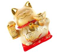Cabilock Maneki Neko Ceramic Piggy Bank Decorative Luck Cat Shaped Money Pot for Desktop Savings and Home Office Decor with Stable Flat Base and Easy to Clean Surface