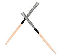 Cabilock Maple Wood Drumsticks Drum Brush Pair Dual-head Jazz Drum Wire Brush with Wooden Handle Percussion Accessory and Jazz Performance