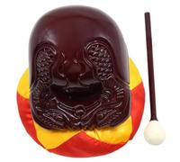 Cabilock Meditation Woodblock with Wooden Stick Percussion Instrument for Buddhist Chanting and Religious Practice Dark Wood Muyu for Temple Use and Early Education