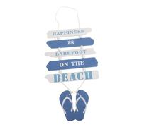 Cabilock Mediterranean Ocean Themed Wooden Wall Sign for Home Decor Double Slipper Door Hanging Plaque Beach Decoration with Coastal Charm and Easy Wall Mounting