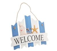 Cabilock Mediterranean Style Wooden Welcome Sign for Front Door Nautical Hanging Decor Coastal Home Decoration Charming Beach Theme Plaque for Indoor and Outdoor Use
