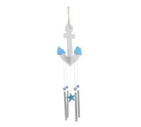 Cabilock Mediterranean Wooden Anchor Wind Chimes for Outside Beach Decor with Metal Tubes Calming Sound Porch and Garden Ornament Easy Mount Nautical Home Wind Bell Decoration