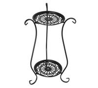 Cabilock Metal Bird Bath Pedestal, 2 Tier Iron Birdbath Stand, Black Round Shape for Garden and Yard, Weather Resistant Stable Construction
