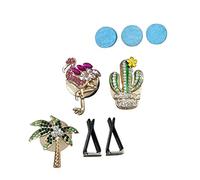 Cabilock Metal Car Air Vent Clips Decorative Car Air Freshener Clips Cactus Flamingo 3 Pack