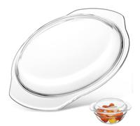 Cabilock Microwave Cover for Food 8 Inch Glass Splatter Protector Reusable Microwave Plate Cover with Handle Oil-Proof Heat Concentration Kitchen Accessory