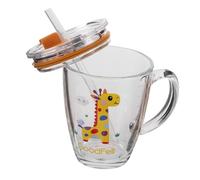 Cabilock Microwave Safe Tumbler with Handle Heat Resistant Tempered Glass Milk Cup with Precise Scale Markings Easy to Hold Handle for Student Breakfast Drinking