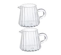 Cabilock Milk Frothing Pitchers Dishwasher Safe 200ml High Borosilicate Glass 2pcs Small Latte Cups High Temperature Resistant Glass Milk Jugs for Home Use