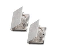 Cabilock Mini Bible Book Pendant Photo Case Stainless Steel 2pcs Lightweight Small Accessories in Silver Colour for DIY Keychain Making and Decor
