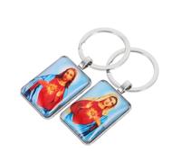 Cabilock Mini Bible Keychains Jesus Fish and Prayer Designs, Red and Orange 2pcs Religious Christian Key Holders for Backpacks and Church, Inspirational Faith Accessories for Kids and Adults