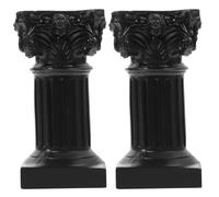 Cabilock Mini Black Resin Roman Column Candle Holder Pillar Statue Tabletop Decoration for House Living Room 2pcs
