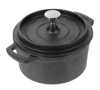 Cabilock Mini Cast Iron Milk Pot with Lid Small Two-Handle Stockpot for Steaming and Heating Non-Coated Cooking Pan for Milk Soups and Instant Noodles Easy to Clean and Dishwasher Safe