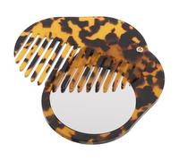 Cabilock Mini Folding Pocket Hair Brush with Mirror for Women, Portable Compact Acetate Comb with Anti-static Soft Bristles, for Home and Car Travel Styling