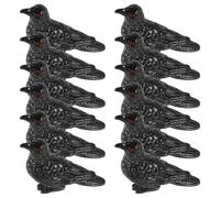 Cabilock Mini Resin Crows Figurines with Delicate Surface Treatment and Good Texture Feeling 12pcs Black Bird Ornaments Halloween Decor for Miniature Gardens and Sand Trays