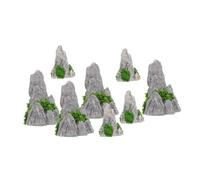 Cabilock Mini Resin Rockery Model and Fake Bonsai Rockery, 8pcs Micro Landscape Decorative Mountain Figurines Set for Indoor Bonsai Garden and Fish Tank Ornament