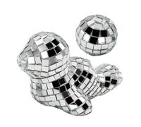 Cabilock Mini Seal Figurine with Reflective Silver Disco Mirror Ball Cute Animal Decoration for Living Bedroom Office Charming Bar Ornament Creating Captivating Light Effects