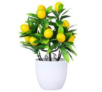 Cabilock Miniature Artificial Lemon Tree Small Fake Potted Bonsai Plant for Home and Office Decor Realistic Faux Plant Ornament for Desktop Adornment and Interior Decoration