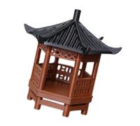 Cabilock Miniature Chinese Pavilion Statue for Desktop Micro Landscape Space Saving Fish Tank Ornament with Traditional Hexagonal Design for Home Office Garden Decor and Serene Zen