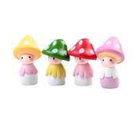 Cabilock Miniature Garden Mushroom Dolls Fairy Garden Doll Figurines for Dollhouse Decoration, Resin Micro Landscape Ornaments Set of 4 Pieces for Indoor and Outdoor Craft