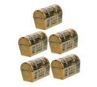 Cabilock Miniature Vintage Pirate Treasure Chest Boxes for Dollhouse, 3.7cm Small Realistic Mini Treasure Boxes for Party Decoration and Scene Layout, 5pcs Set