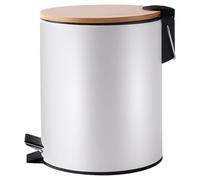 Cabilock Multi-function Trash Can with Bamboo Lid Quiet Slow-close Foot Pedal Waste Bin for Home Bathroom Kitchen Use