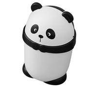 Cabilock Multi Functional Desktop Garbage Bin with Flip Lid Cute Panda Design Compact Office Trash Can for Bathroom Kitchen Bedroom Space Saving Rubbish Basket for Home and Office Use