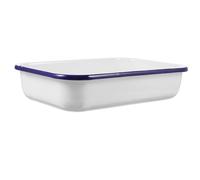 Cabilock Multi-Functional Enamel Baking Tray Square Roaster for Baking, Serving, and Heat Transfer in Kitchen 29X19X6.5Cm, Safe White