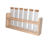 Cabilock Multifunctional Coffee Bean Display Stand Rack with Wooden Frame and Glass Test Tube Holders, Lightweight Design for Kitchen and Cafe Use, Displaying Tube Holder with Simple Chic