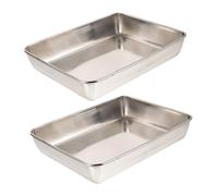 Cabilock Multifunctional Stainless Steel Baking and Towel Tray Rectangle 30x25cm Food Serving Plate Set of 2 for Kitchen and Oven Use