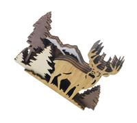 Cabilock Multilayer Carved Elk Decoration Rustic Elk Sculpture for Desktop Sturdy Animal Ornament for Home Office Cabin and Festival Party Decor