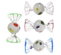 Cabilock Murano Style Glass Candy Ornaments Set of 4 Handmade Vintage Decorative Sweets Art Pieces in Pastel Purple and Blue for Home Décor and Collectors