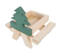 Cabilock Natural Wood Squirrel Feeder with Corn Cob Holder Outdoor Feeding Rack for Nuts and Fruits Pet Feeding Station with Dual Benches for Garden Wildlife and Birds