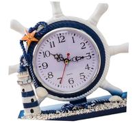 Cabilock Nautical Style Clock Ocean Themed Decor Silent Desk Clock for Living Home Office Lighthouse