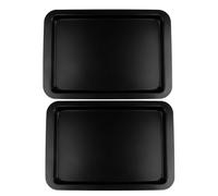 Cabilock Non-Stick Carbon Steel Rectangular Baking Pan Set 33X23X2Cm, 2 Pieces Black Loaf and Cake Bakeware for Oven Bread Baking