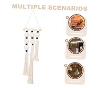 Cabilock Nordic Handwoven Macrame Wall Hanging with Chic Tassels Scandinavian Boho Wall Decor for Living Bedroom Bathroom Minimalist Elegant Tapestry Pendant for Home Feng Shui Decoration