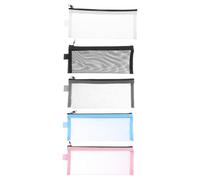 Cabilock Nylon Mesh Pencil Case 5pcs Set, Student Stationery Pen Bags with Zipper, Portable Pencil Storage Pouches for School Supplies and Office Organizing