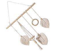 Cabilock Organizer Hanging Bohemian Wood and Hair Cotton Storage Band Bow Macrame Wall in Holder Beige for Displaying Housewarming Headbands Nursery Room