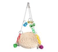 Cabilock Parrot Hanging Beige Chewing Swing with Plastic Rattan Balls for Parakeets Birds inside The Cage Balcony Garden Supplies