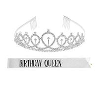 Cabilock Party Sash Shoulder Strap Crown Creative Design Elegant Elastic Cloth Alloy Photo Prop Birthday Party Hair Hoop