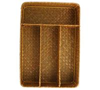 Cabilock Pastoral Style Four-Grid Woven Storage Basket Handwoven Multipurpose Organizer for Home Desktop Kitchen