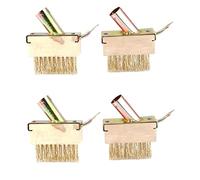 Cabilock Patio Weed Brush Replacement Head 4 Pack with Angled Wire Bristles for Garden Weed Removal Patio Driveway and Deck Cleaning Tool
