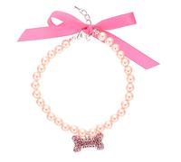 Cabilock Pearl Dog Collar Necklace for Small and Medium Pets with Rhinestone Charm, Skin-friendly Alloy Material, Cozy and Chic Design, for Daily Life and Christmas Accessories for Cats