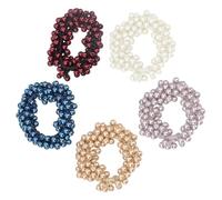 Cabilock Pearl Elastic Hair Ties Random Color 5 Pcs Stretch Hair Bands Handmade Beaded Ponytail Holders with Simple Design for Everyday Wear and Occasions for Women Girls