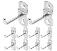 Cabilock Pegboard Hooks 12 Pack, Metal Square Hole Hooks for Wall Grid Display Rack, Tool Wall Organiser and Kitchen Rail Storage, Silver, 2.3 Inch