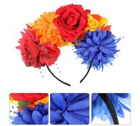 Cabilock Peony Floral Headband with Beaded Thread Party Hair Accessory Multi-color Flower Crown Hair Hoop for Weddings Birthdays Maternity Shoots and Festival Decorations