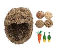 Cabilock Pet Grass Nest for Rabbit Woven Hamster Hut Folding Grass Mat for Bunny Bedding Hamster Hideout