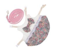 Cabilock Pet Lace Dress Leash Set Breathable Cotton Material Easy to Put and Take off Sewing Lovely Fashion Style Suitable for Walking Attending Parties Small Pets